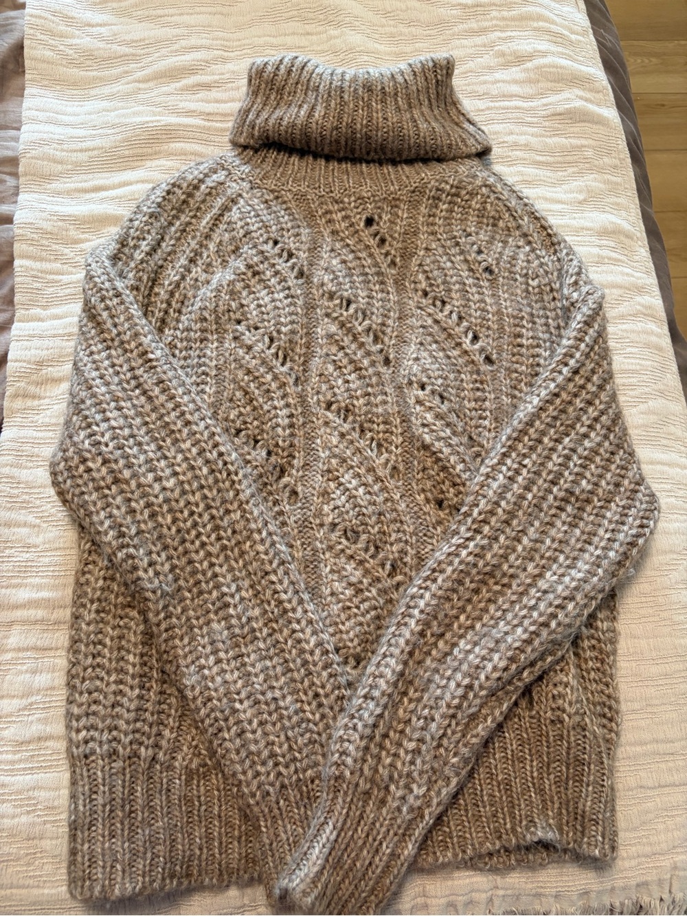Dynamite Taupe Ribbed Cable Turtleneck Sweater